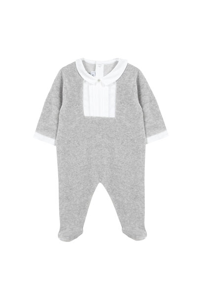 babypakje velours met kraagje - grijs
