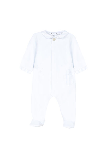 babypakje velours met egel - blauw