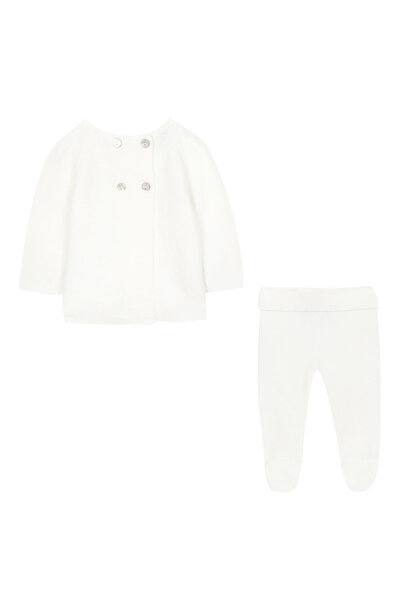 gebreid babysetje katoen en kasjmier - ivoor