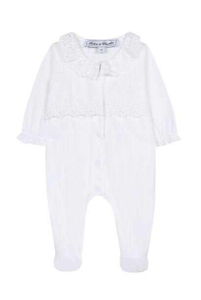 babypakje katoen met broderie - wit