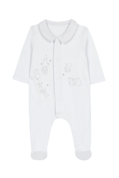 babypakje katoen met borduur - lichtblauw