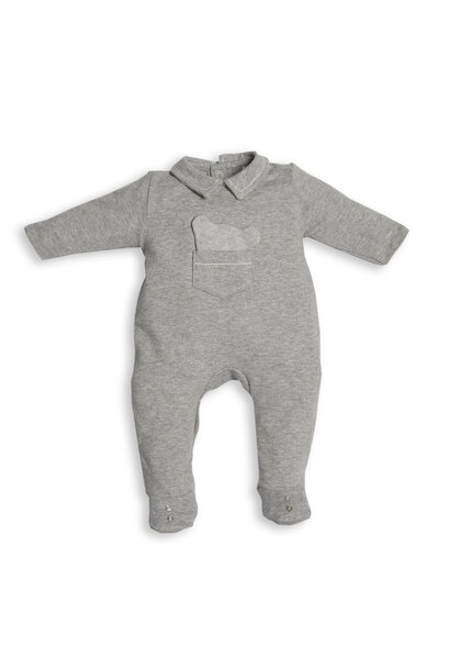 babypakje katoen met beertje - grijs