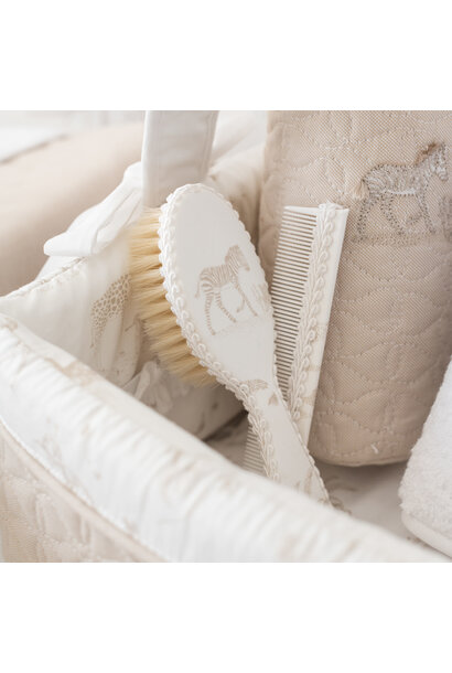 Safari borstel en kam bedrukt + reisetui