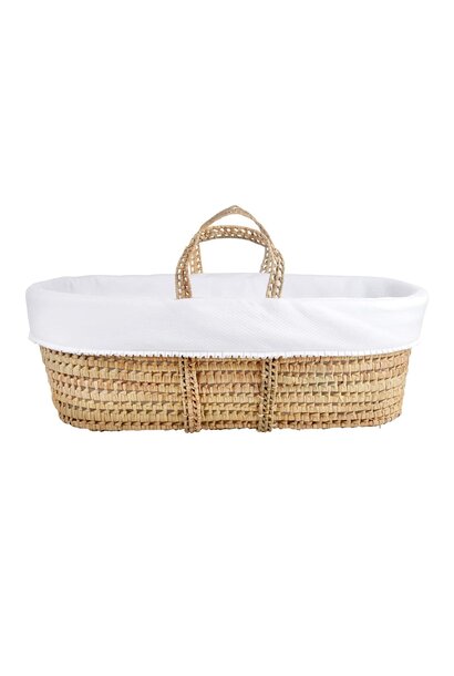 Rieten reiswieg + aankleding - wit