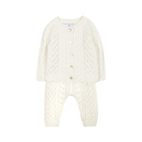 thumb-gebreide cashmere set van vest en broek - offwhite-1