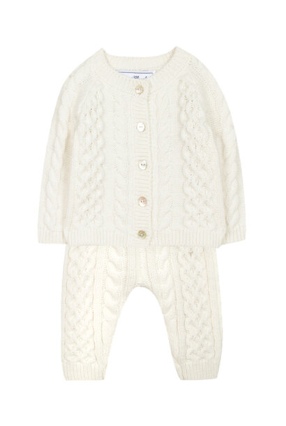 babysetje katoen met kasjmier - ivoor