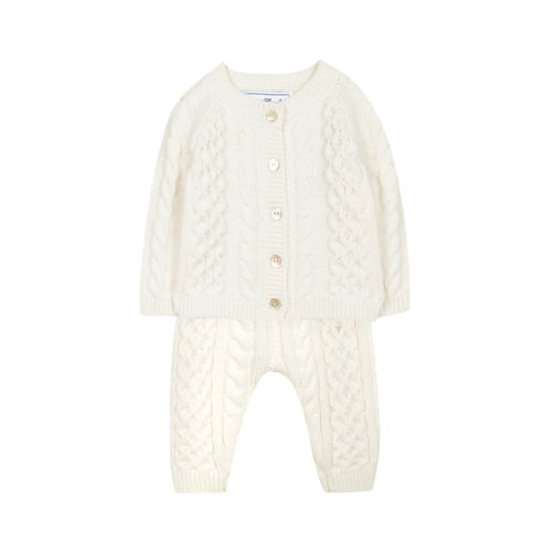  Tartine et Chocolat gebreide cashmere set van vest en broek - offwhite 