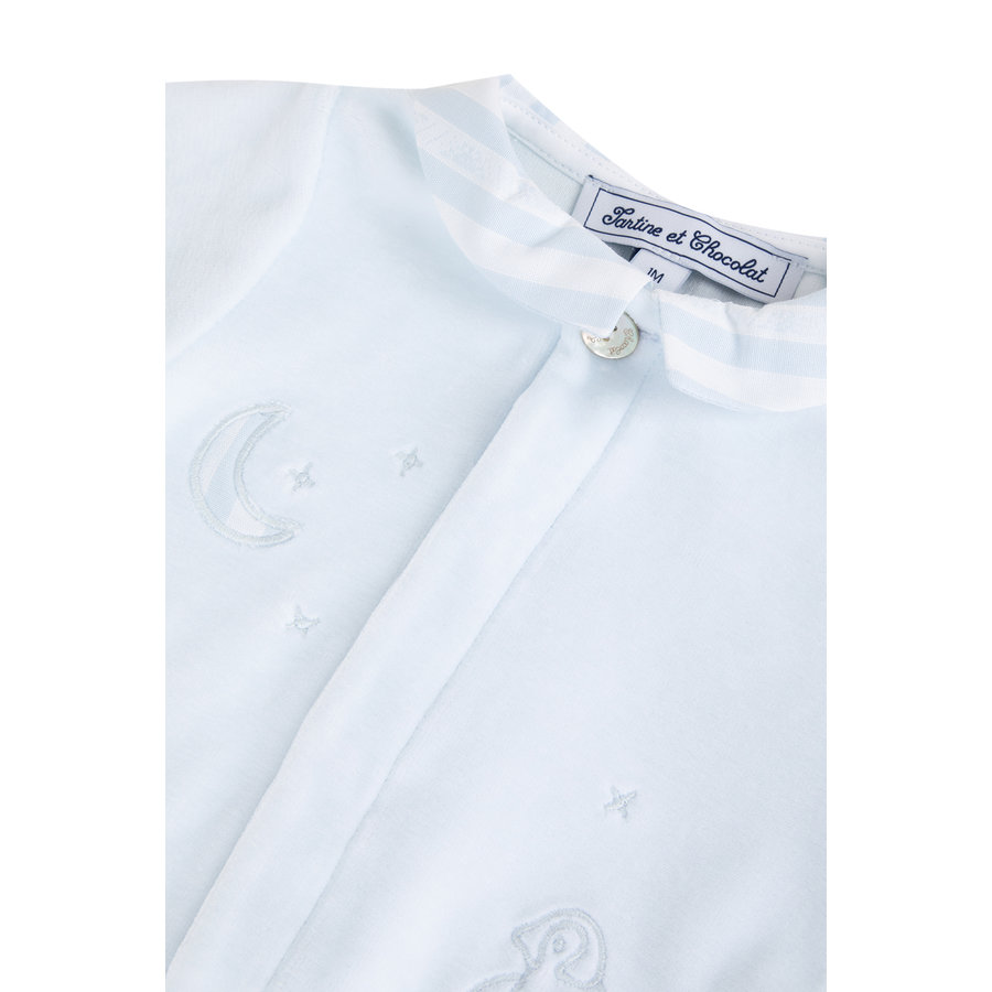 boxpakje velours met streepje - blauw-2