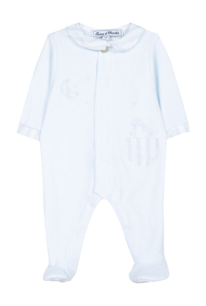 boxpakje velours met streepje - blauw