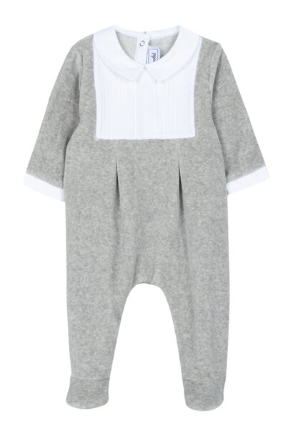 babypakje velours met kraagje - grijs