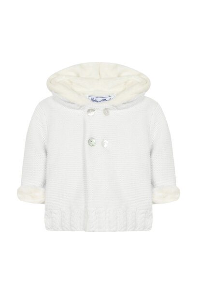 babyjasje katoen met eco bont - ivoor
