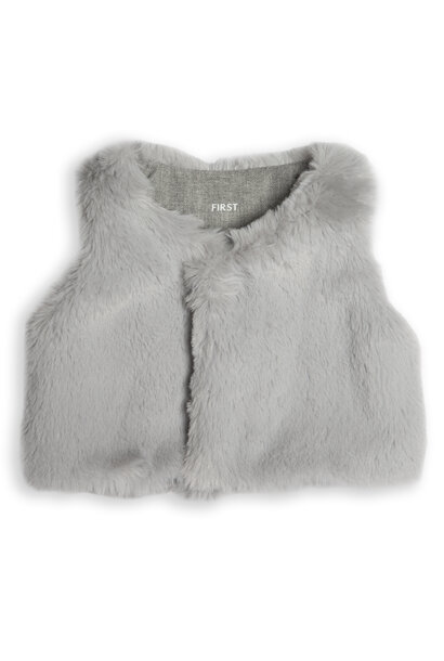 vestje van zacht eco bont - lichtgrijs