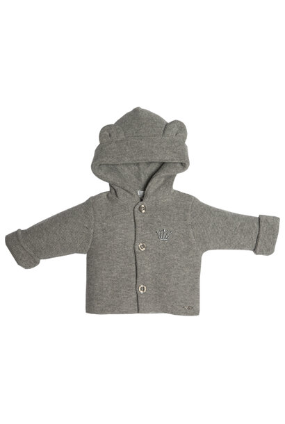 gebreid babyjasje van wol en cashmere - grijs