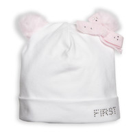 babymutsje teddy - wit/roze