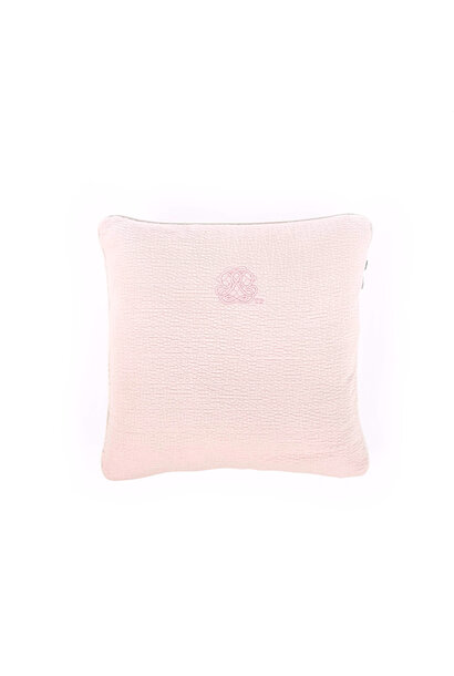 Cotton Pink kussen geborduurd -gewafeld