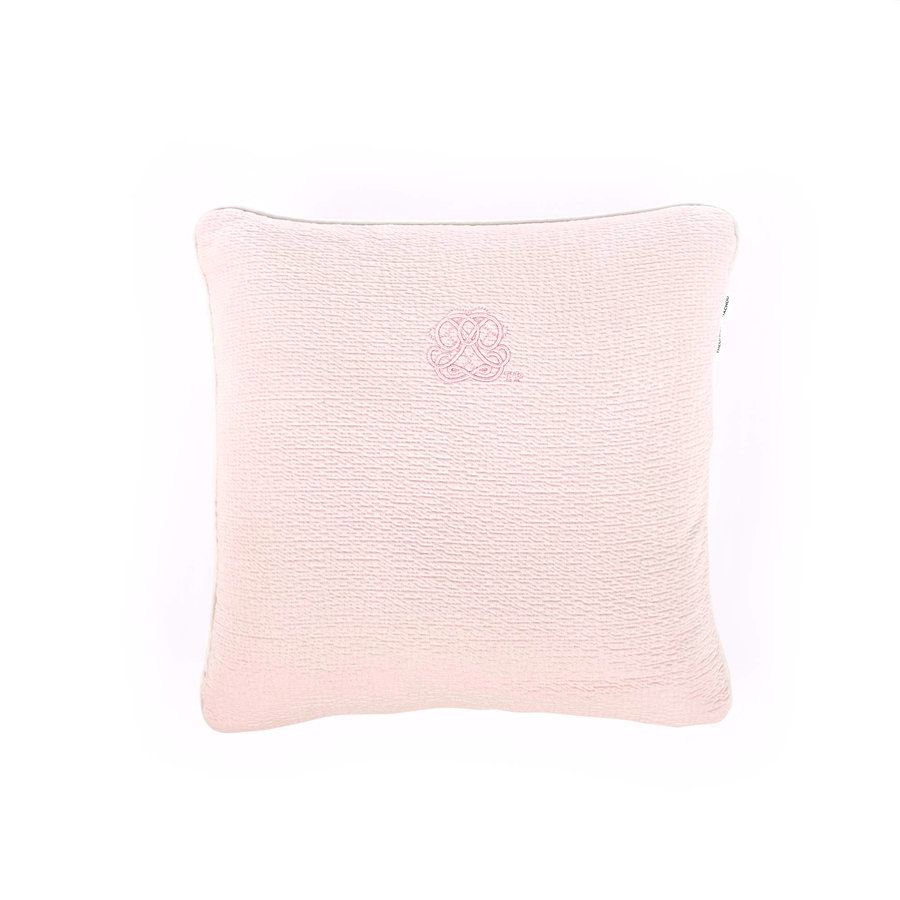 Cotton Pink kussen geborduurd -gewafeld-1