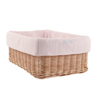 thumb-Cotton Pink rieten mandje + bekleding gewafeld-1