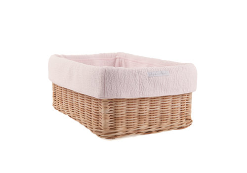  Théophile & Patachou Cotton Pink rieten mandje + bekleding gewafeld 