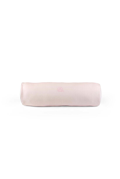 Cotton Pink rolkussen geborduurd - gewafeld
