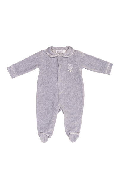 babypakje velours met strikje - grijs