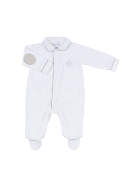 babypakje velours met tweed - ivoor