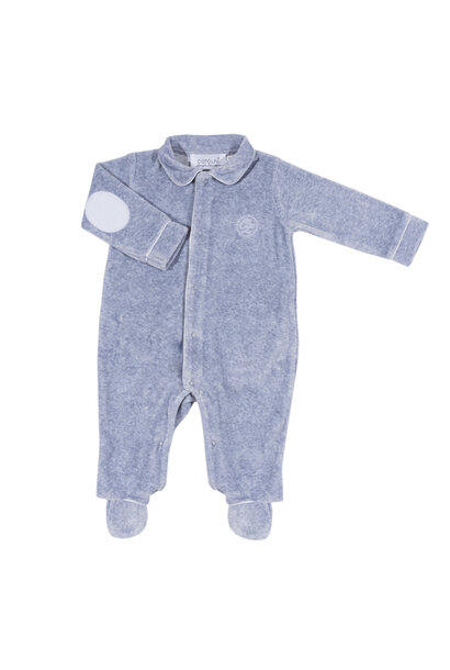 babypakje velours met kraagje - grijs/wit