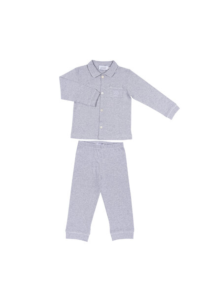 pyjama katoen met knopen - zacht grijs