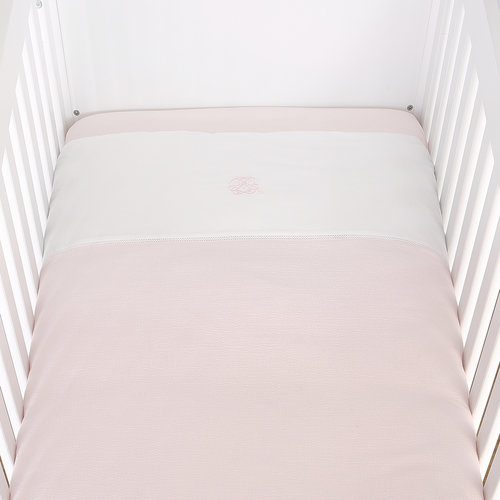  Théophile & Patachou Cotton Pink donsovertrek bed 100x135cm  + sloop - gewafeld 
