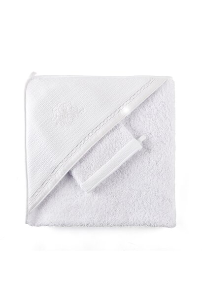 Cotton White Kaphanddoek + washandje
