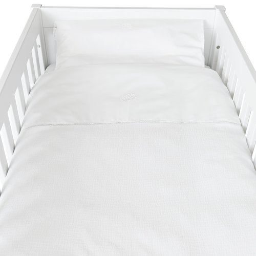  Théophile & Patachou Cotton White Donsovertrek bed 100x135cm  + sloop - Gewafeld 