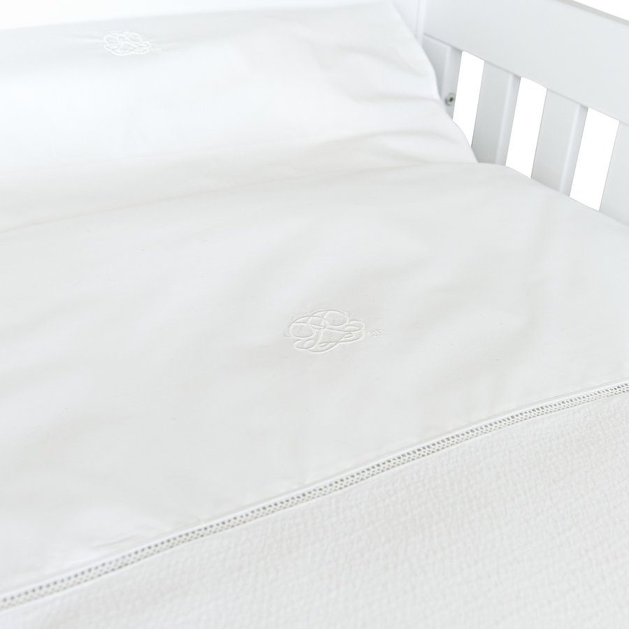 Cotton White Donsovertrek bed 100x135cm  + sloop - Gewafeld-2