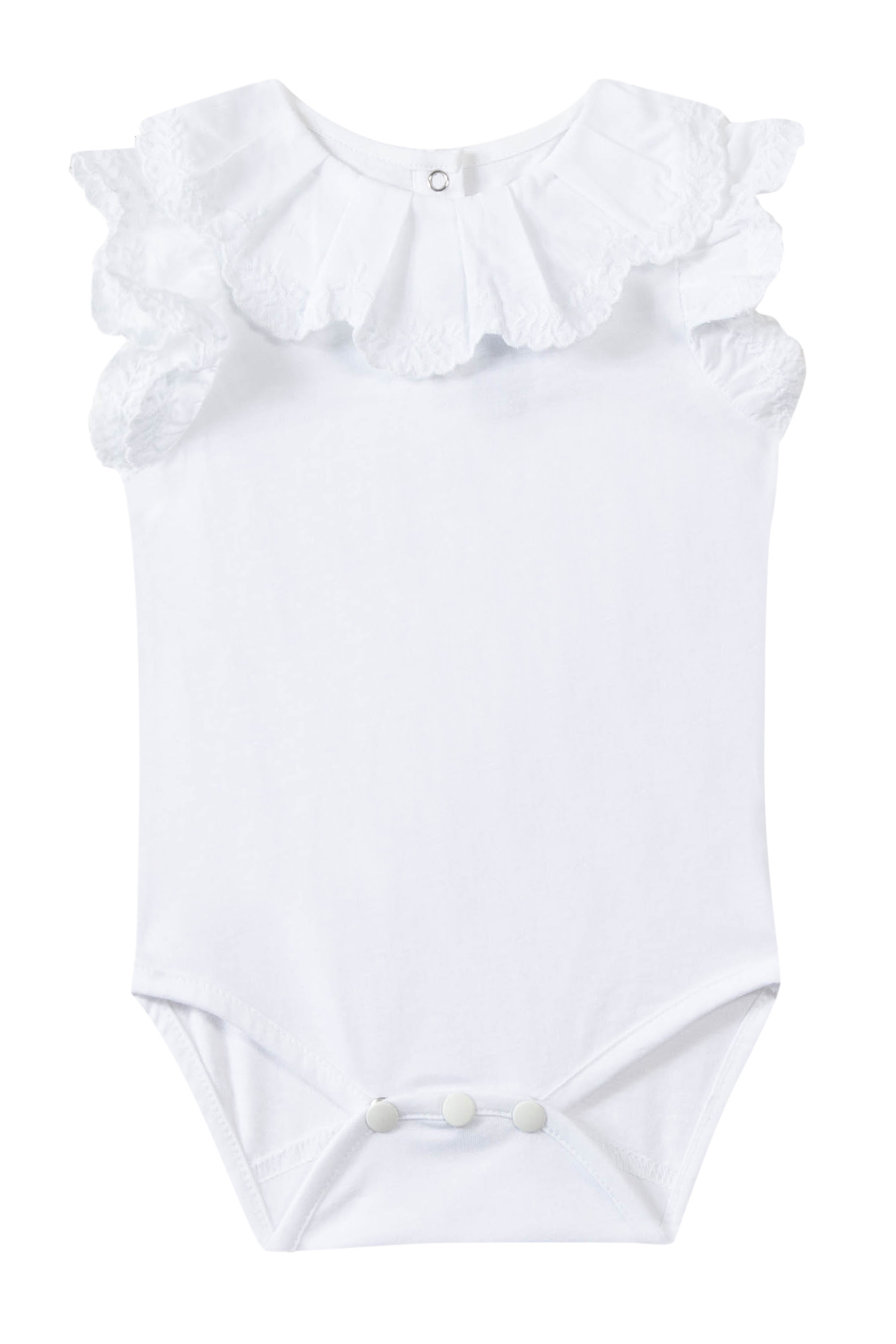 babyromper katoen met broderie kraagje - wit-1
