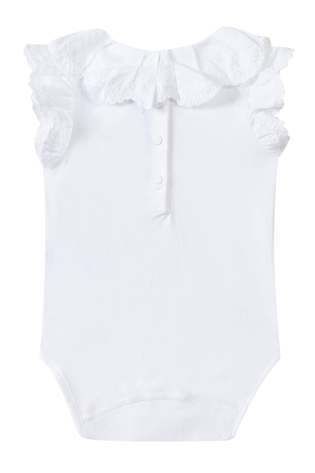 babyromper katoen met broderie kraagje - wit-2