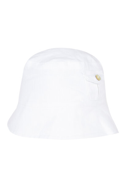 babyzonnehoedje van linnen - wit