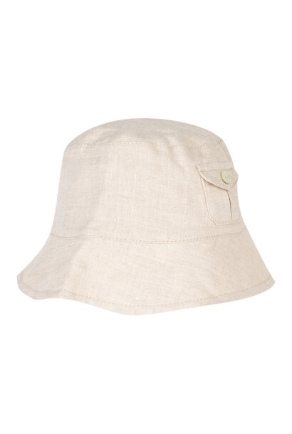 babyzonnehoedje van linnen - beige