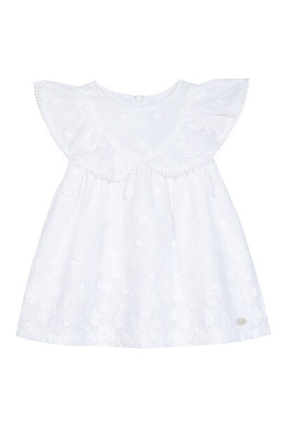 jurk katoen met geborduurde bloemen - wit
