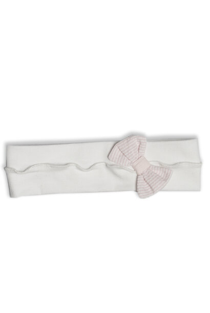 haarband met strik - wit/roze