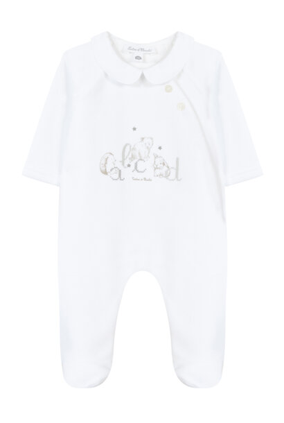 babypakje velours met kraagje - wit