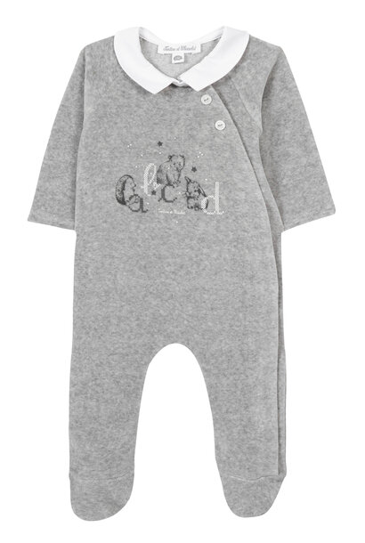 babypakje velours met kraagje - grijs