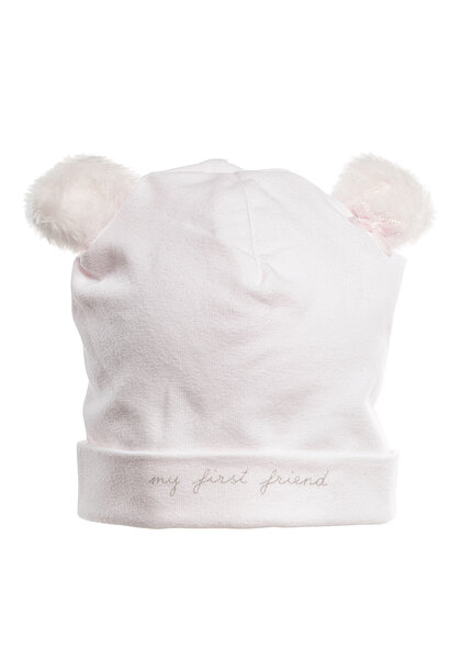 babymutsje teddy - roze