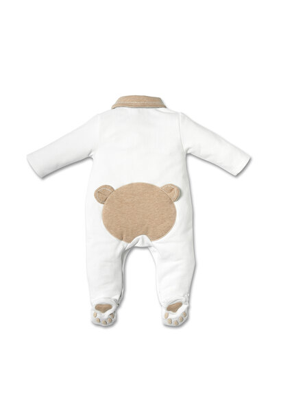 babypakje katoen met teddy - wit/beige