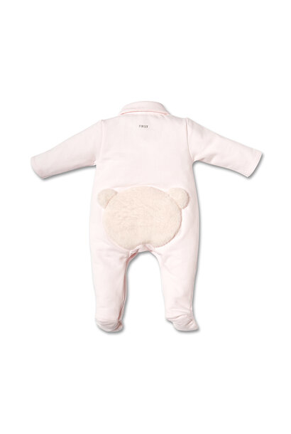 babypakje katoen met teddy - roze