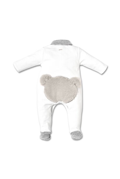 babypakje katoen met teddy - wit/grijs