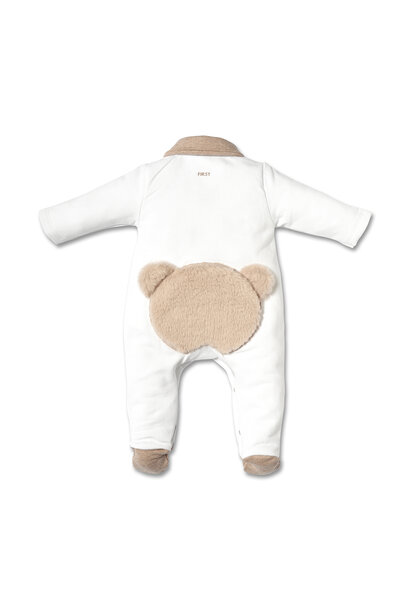 babypakje katoen met teddy - wit/beige