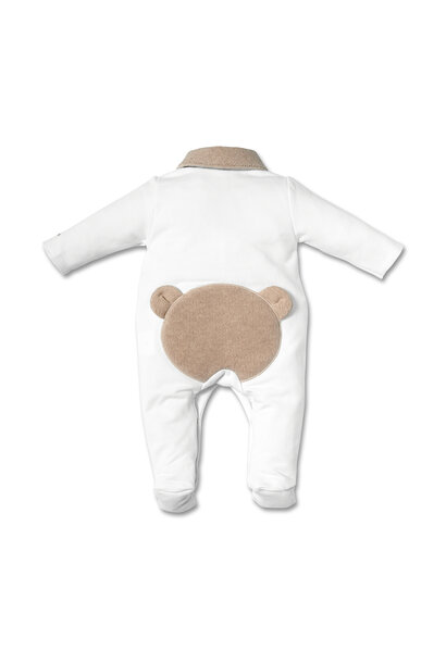 babypakje katoen met teddy - wit/beige