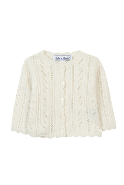 vestje gebreid met wol en cashmere - offwhite