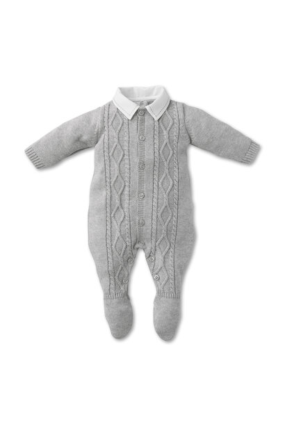 babypakje katoen met kraagje - grijs