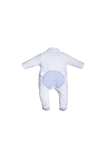 babypakje katoen met beer - wit/blauw