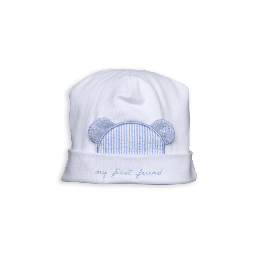 mutsje met beer - wit/blauw-1