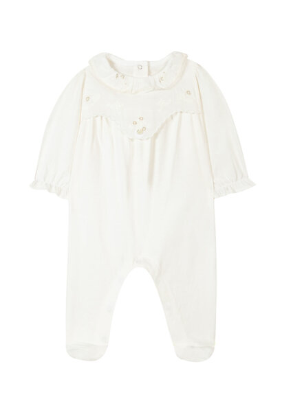 babypakje katoen met borduur - ivoor